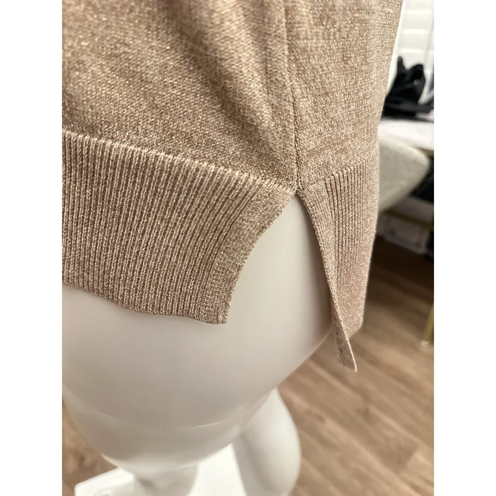 Cable And Gauge‎ Turtleneck Sweater Women Size M Gold Glittery Shimmery Holiday